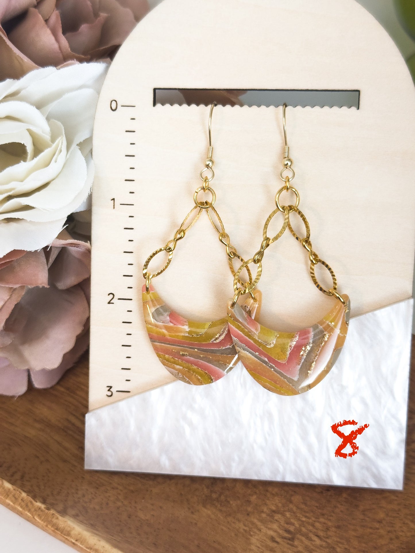 Colorful Yellow Marble Earrings (Multiple Colors)