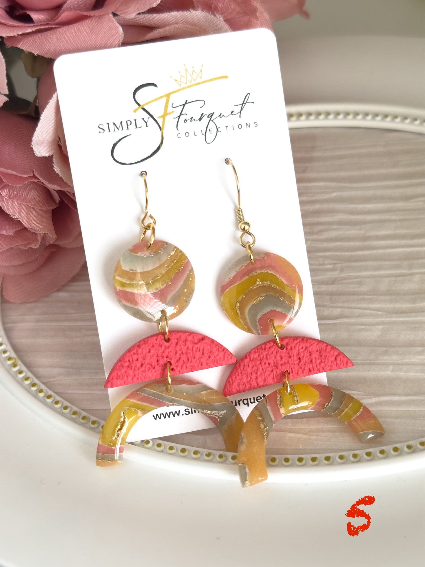 Colorful Yellow Marble Earrings (Multiple Colors)