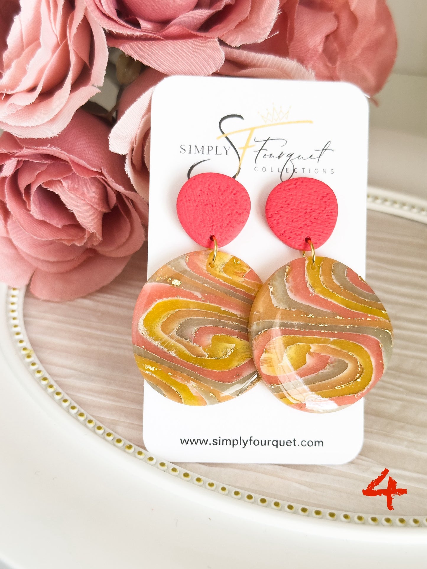 Colorful Yellow Marble Earrings (Multiple Colors)