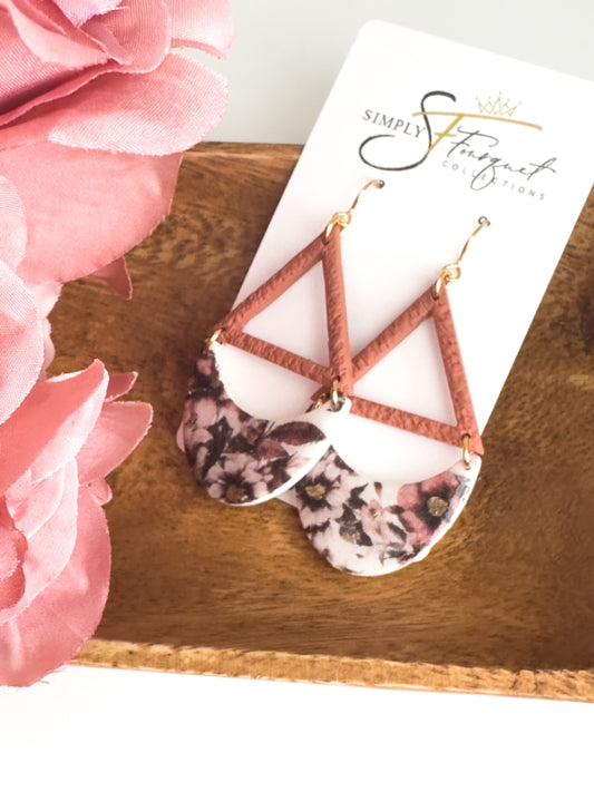 Cream Floral Brown Triangle
