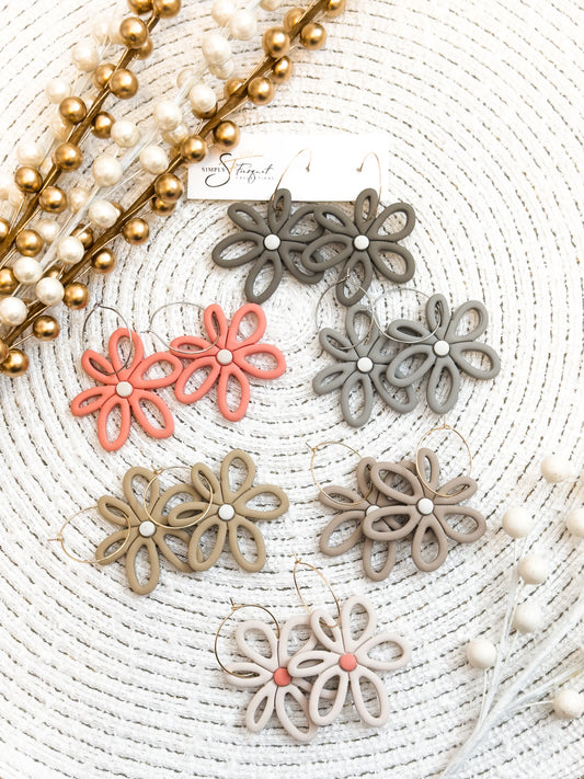 Skinny Flower Earrings (Multiple Colors)