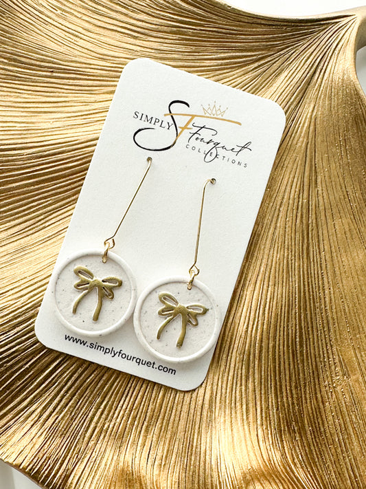 Gold Ribbon Bow Earrings