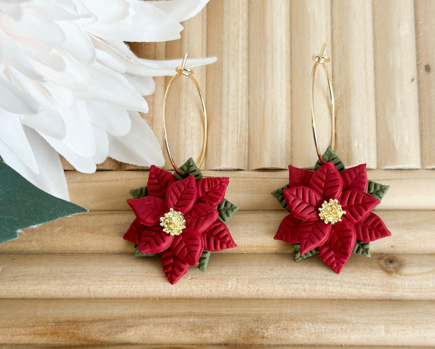 Simply Poinsettia Clay Earrings