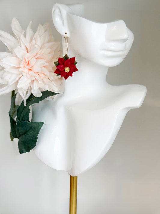 Simply Poinsettia Clay Earrings