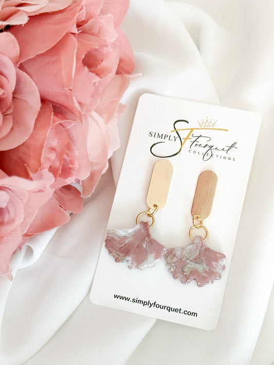 Simply Pink Marble Ginkgo Leaf