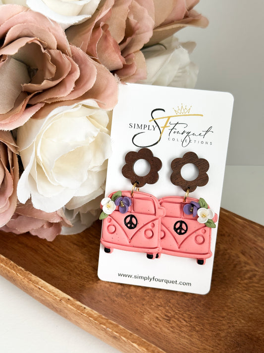 Retro Mini Bus Earrings (Multiple Colors)